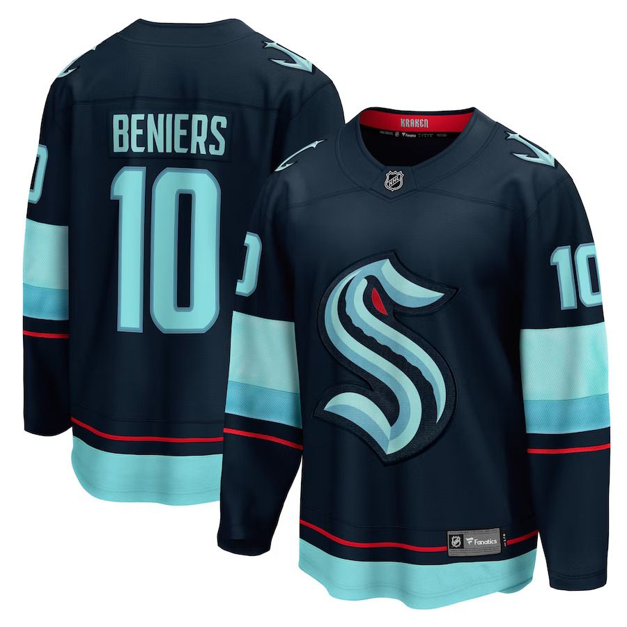 Men Seattle Kraken #10 Matty Beniers Fanatics Branded Deep Sea Blue Premier Breakaway Player NHL Jersey